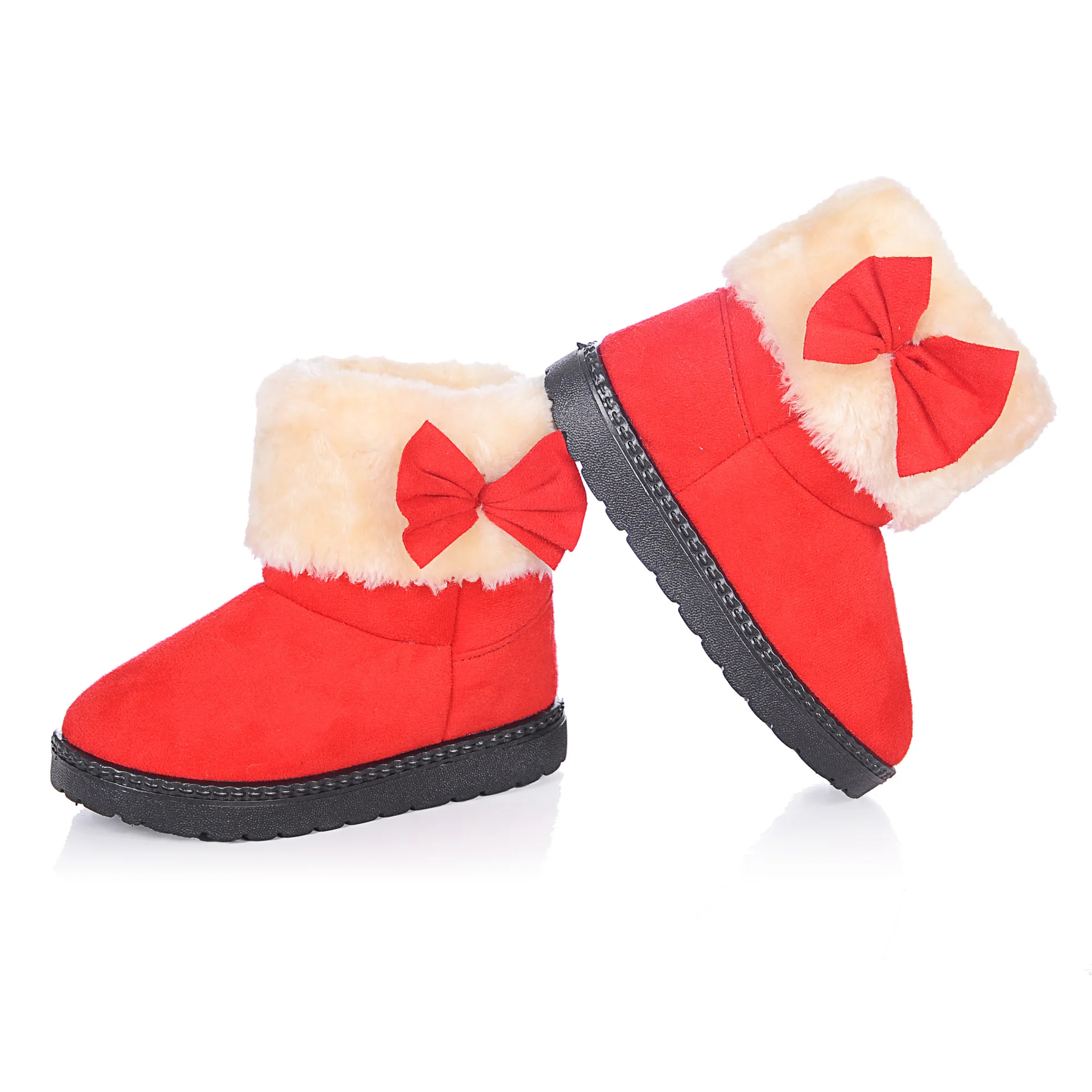 Зимние ботинки для девочек; классические детские теплые хлопковые ботинки ярких цветов с бантом; детские ботинки; модные милые Нескользящие ботинки принцессы