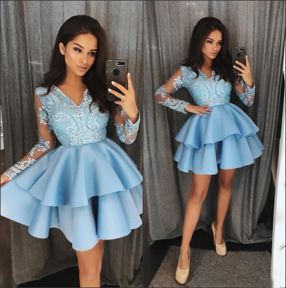 light-blue-v-neck-lace-a-line-homecoming-dresses-long-sleeves-applique-tiered-layers-short-party-cocktail-prom-dresses