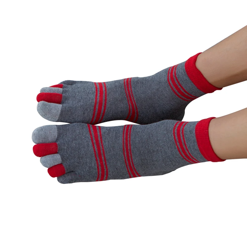 6 пар/лот хлопчатобумажные мужские носки с пятью пальцами Разноцветные полосатые осенне-зимние носки с круглым вырезом Дышащие длинные носки Размер 39-44