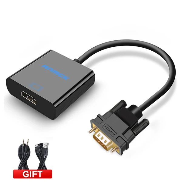 Anmck преобразователь из VGA в HDMI кабель с аудио поддержкой 1080P VGA штекер HDMI Женский адаптер для ПК ноутбук к HDTV проектор - Цвет: Черный