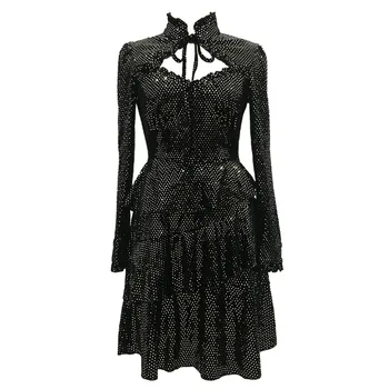 

L-5XL plus size Fashion women new arrival casual sexy high quality shining formal dress elegant vintage party cute a-line dress