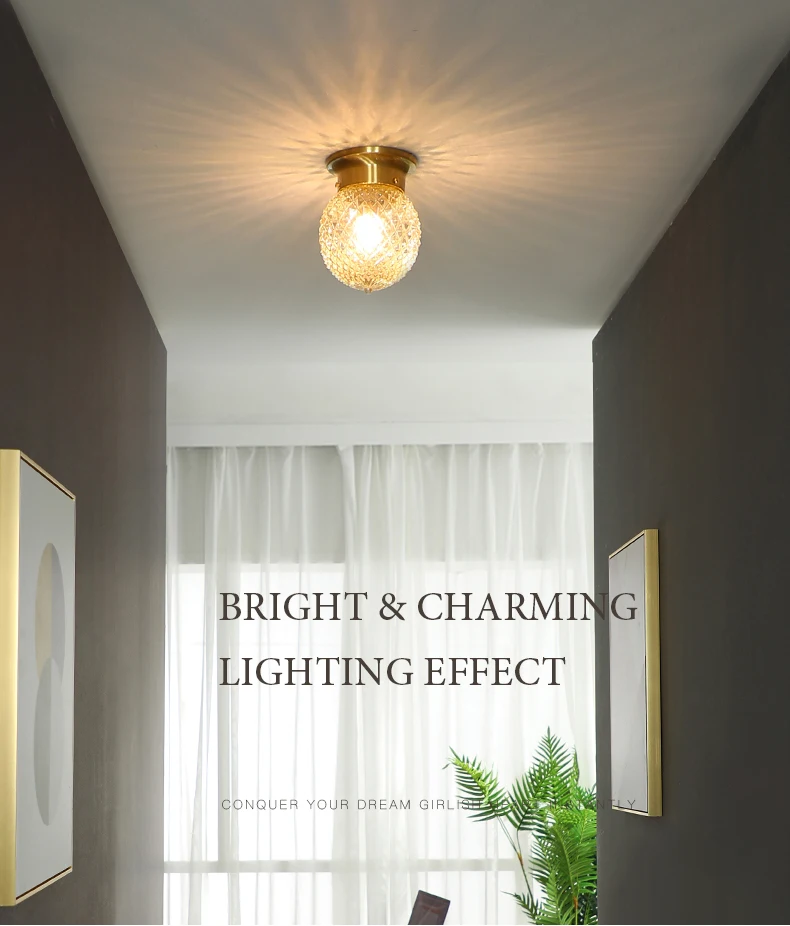 MOONSHADOW Ceiling Light Led Full Copper Warm for Room light with Pineapple Design Ceiling Lamp Living room Decoration 220V