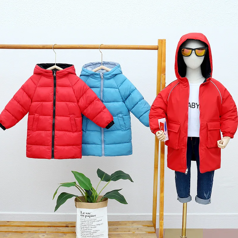 NEW ARRIVAL Aitonoble New Kids Down Jacket Reversible Parkas Children Down Coats and Parkas Double Side Wearing Long Coat