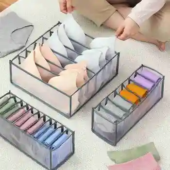 

New Dormitory Closet Organizer For Socks Home Separated Drawer Storage Box Grids Organizer Bra Foldable Underwear Tools Organiz
