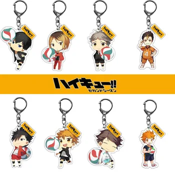 

New Anime Haikyuu!! Hinata Shoyo Kageyama Tobio Sugawara Koushi Acrylic Figure keychain Keyring Decoration Collection Model Toy