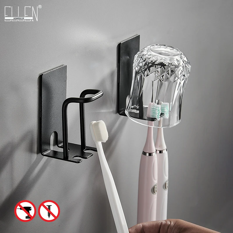 Self-adhesive Bathroom Cup Holder Black Toothbrush Holder Bathroom Accessories Metal Wall Cup ML7002