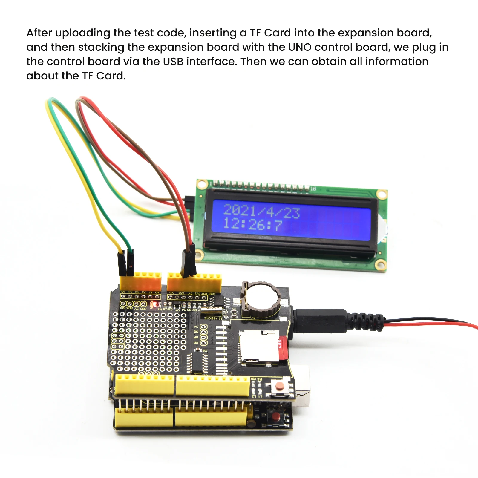 Keyestudio Data Logging Shield Data Recording Module With TF Card Slot for Arduino  UNO(No Battery)