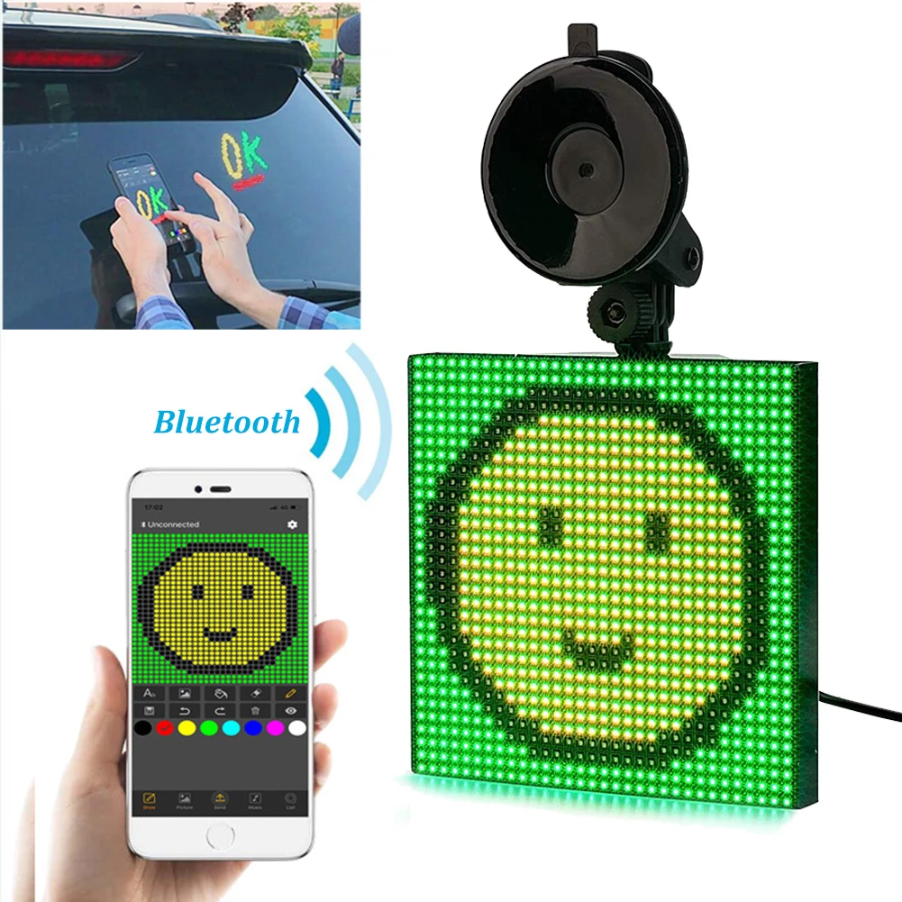 

Controlled Car Display Glow LED Light Full color square LED car rear window car Tip Facial display light