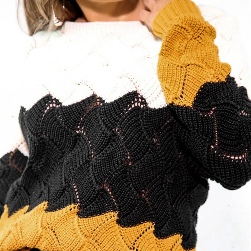 Vrouwen зима Lange Mouwen Crewneck Gebreide Trui винтажная соединяющая Herfst Dames Trui джемпер Mit Streifen свитер женский
