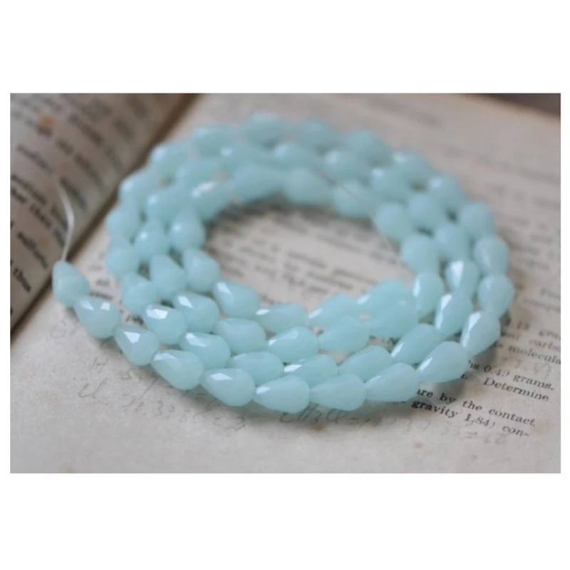 

BEAUCHAMP 8*11mm 10pcs Light Blue Crystal Czech Beads Teardrop Faceted Earring Jewelry Glass Chandelier Needlework Accessories