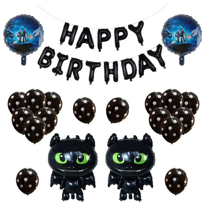 

33pcs/set How to Train Your Balloons Black Dragon Toothless Ceremony Birthday Party Baby Boy Theme Hero Dragon Decorative Toys