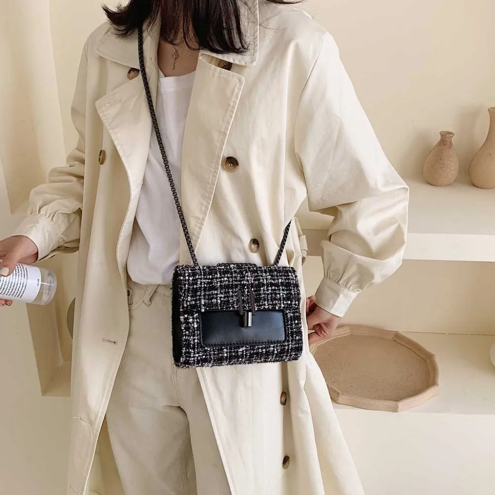 Женская сумка через плечо модная сумка-мессенджер шерстяная Наплечная Сумка; трендовая брендовая новая и высококачественная квадратная сумка ZQ23