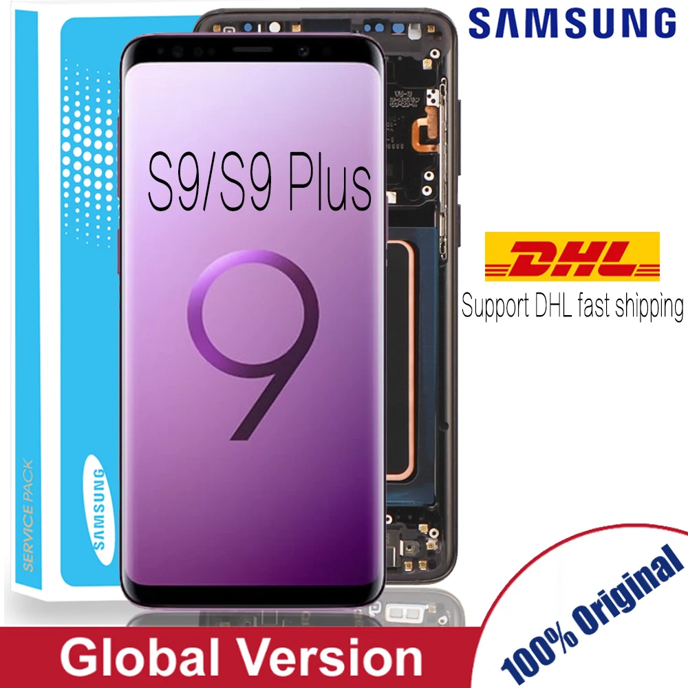 100% супер AMOLED Замена с рамкой для SAMSUNG Galaxy S9 + ЖК дисплей сенсорный экран дигитайзер