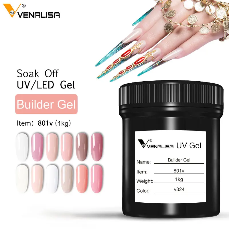 Kaufen CANNI UV Builder Gel 1kg Groß Paket Französisch Kunst Salon Kristall Transparent Nagel Harte 12 Camouflage Gelee Farbe UV LED Gel Abdeckung