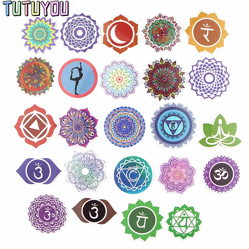 PC247 Yoga Mandala Sticker Waterproof For Laptop Moto Skateboard Luggage Guitar Furnitur Decal Toy Stickers Fashion Gifts