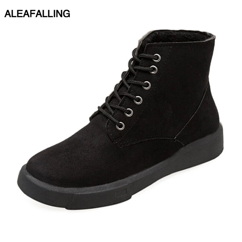 Aleafalling/женские зимние ботинки женские мотоциклетные из флока и мягкой кожи