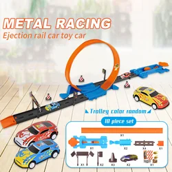 High-Speed Stunt Racing Track DIY Kit - Interactive Toy Set (18pcs orange)