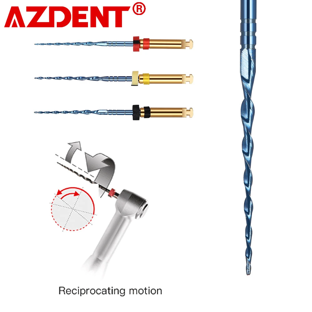 3pcs/pack Azdent Dental Reciprocating Blue Endodontic Files Niti Rotary