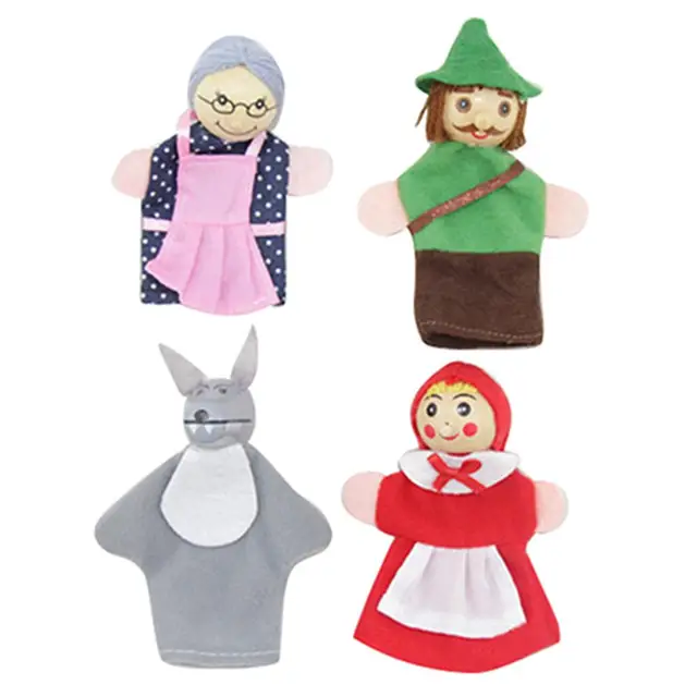 Little Red Riding Hood and Wolf Fairy Stories Play Game Finger Puppets Toys Cartoon Theater Soft Doll Kids Educational Toys 2