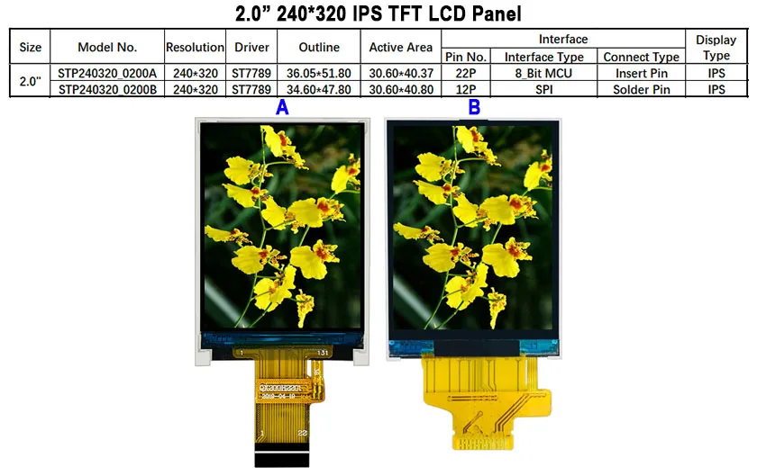 2," дюймовый 240*320 серийный SPI/8_Bit MCU TFT ЖК-модуль дисплей экран панель LCM встроенный ST7789 драйвер