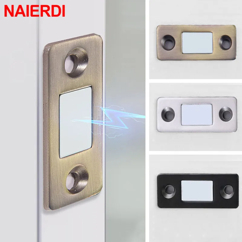 NAIERDI — Serrure de porte et placard magnétique, loquet invisible en aimant  avec vis pour meubles de