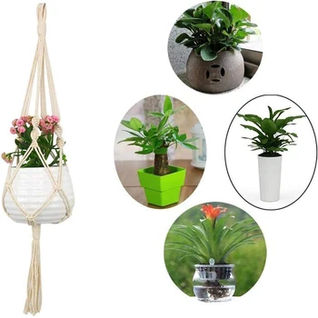 

HOT Macrame Plant Hanger Indoor Outdoor Hanging Plant Holder Hanging Planter Stand Flower Pots for Decorations TI99