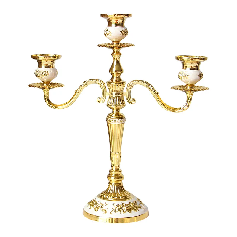 Silver/gold/bronze/black 3arms Metal Pillar Candle Holders Candlestick
