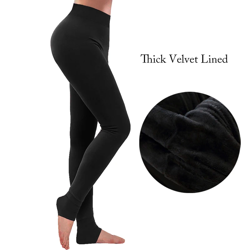 black Sfit/модные зимние теплые леггинсы; эластичные теплые однотонные леггинсы с подкладкой из плотного бархата для женщин и девочек; теплые леггинсы; однотонные брюки - Цвет: black