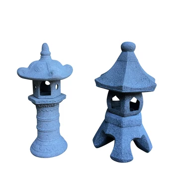 

Japanese Garden Candlestick Pottery Earthen Candle Stand Holder Lawn Rockery Corner Imitation Marble Candelabros Wind Lamp FC275