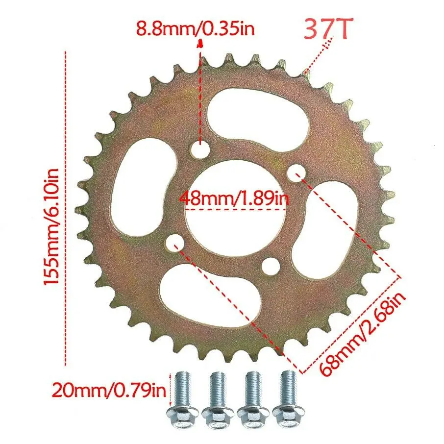 48mm 420 37T Rear Chain Sprocket for 125 110cc Quad ATV Go Kart Trike 4 Wheeler (6)