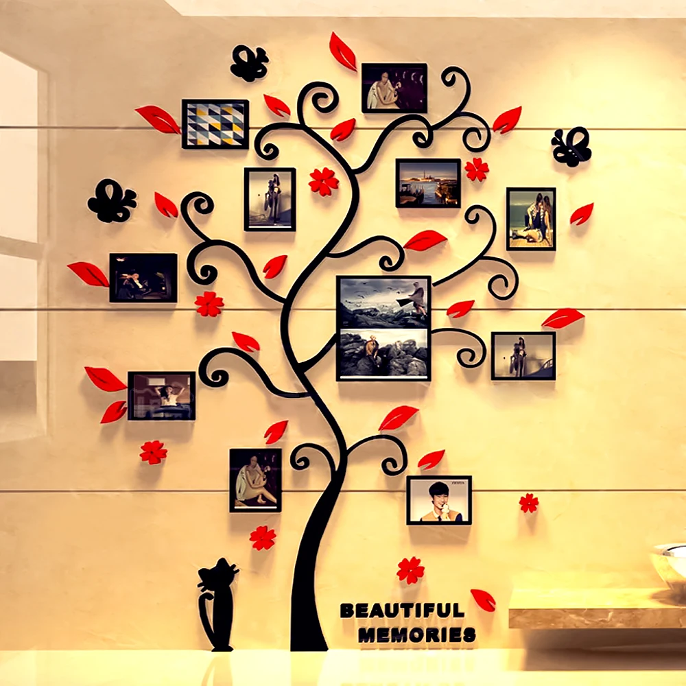 3d Diy Family Tree Decal Sticker Acrylic Photo Album For Wall Sticker Home Decor Tree Shape Decoration Stickers Wall Poster Wall Stickers Aliexpress
