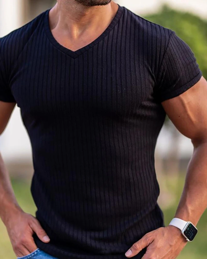 Esast Mens Tops V Neck Athletic Shirts Short Sleeve Workout Tees
