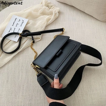 

Fashion Women PU Leather Messenger Bags Crossbody Chain Bag and Handbags With Metal Chain 2020 fashion Small package