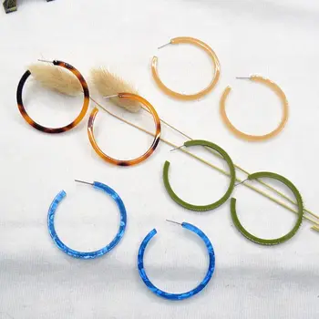 여성용 트렌디 레오파드 후프 귀걸이, 컬러 심플 후프, 개성 있는 한국 귀 액세서리, 패션 스테이트먼트 쥬얼리, 2021 신제품