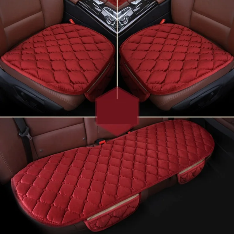 

3 PCS / Set Luxurious Warm Car Seat Cover Cushion Universal Front Back Seat Covers Car Non-slip Chair Pad Warm Car Mats No Back