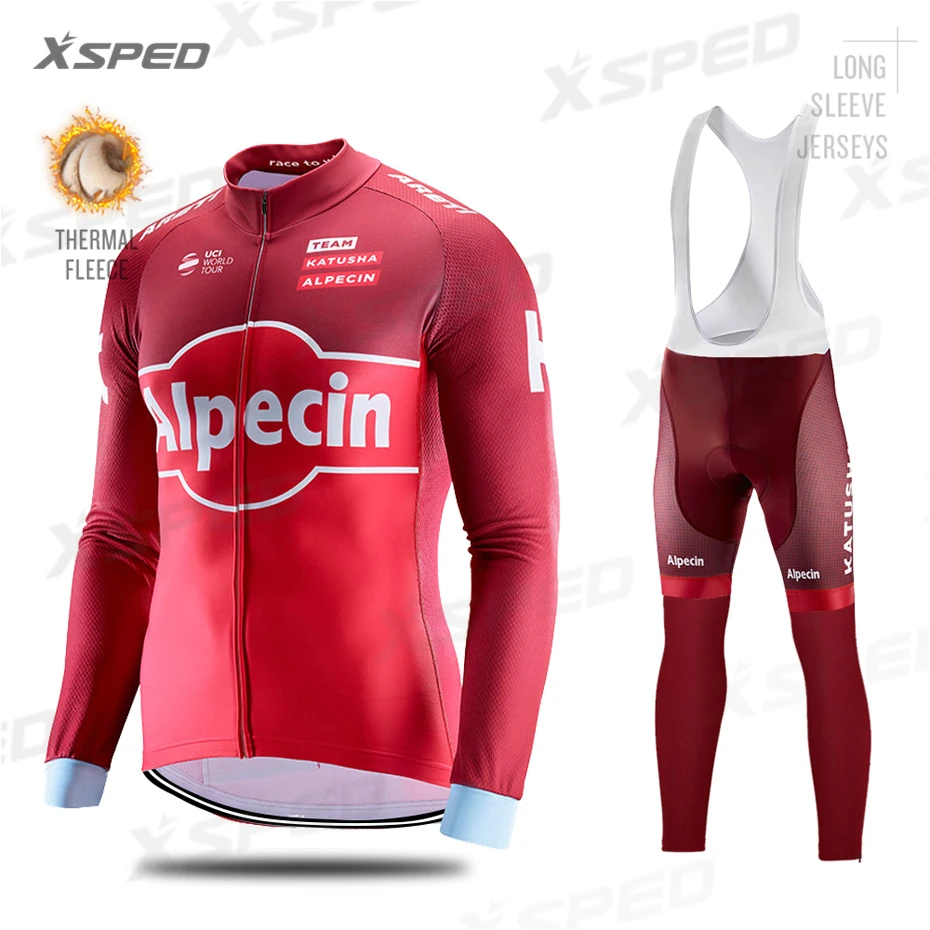Одежда для велоспорта Alpecin, зимний комплект из Джерси с длинным рукавом, теплая флисовая одежда, ветрозащитная спортивная куртка для велоспорта, спортивный костюм для мужчин