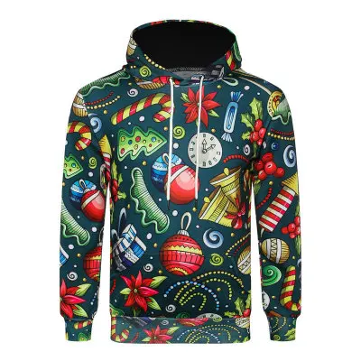 

2019 Hot Sale New Arrival Fashion 3D Digital Printed Christmas Gift Men's Hooded Long Sleeve Pullover Hoodie CY5005