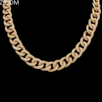 

Men Hip hop Iced Out Bling chain Necklace pave setting AAA Zircon Miami Cuban chains necklaces Hiphop jewelry luxury gift