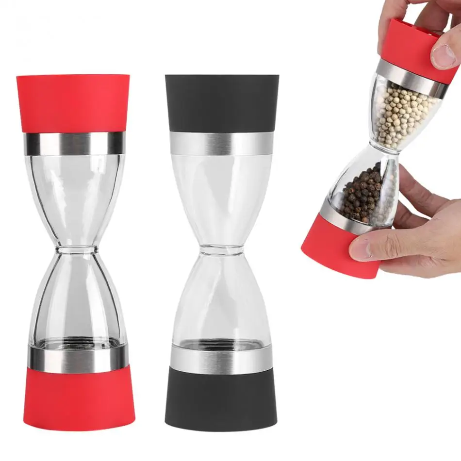 Kitchen Salt Pepper Grinder Mill Hourglass Shape Manual Salt And Pepper Grinder Double Mill Muller Cooking Tools