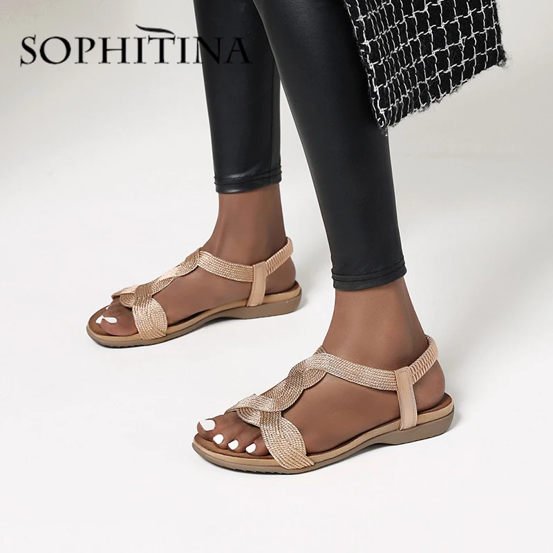 Сандалии SOPHITINA женские с Т-образной шнуровкой модные эластичные босоножки