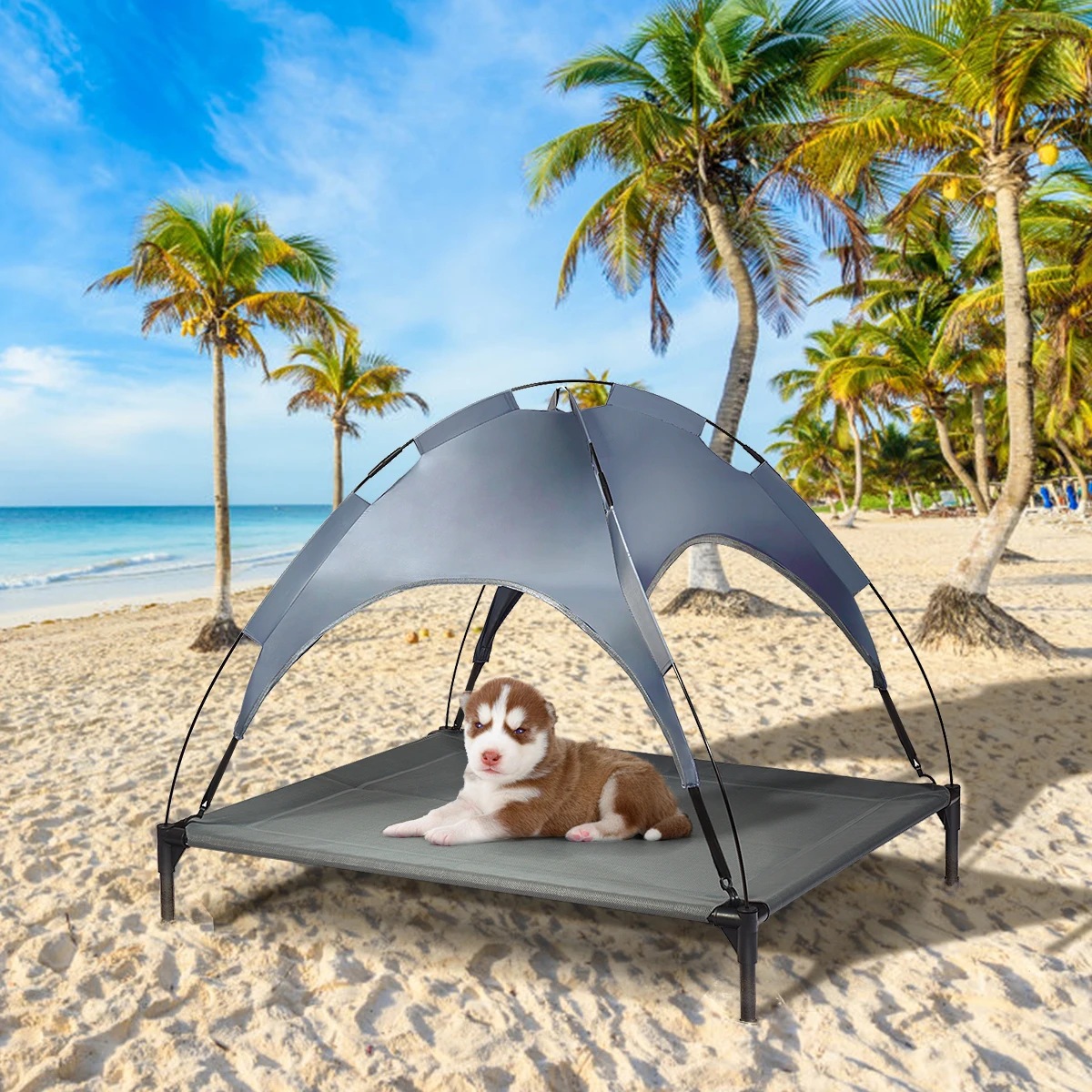 Pet Bed Kennel Raised Pet Bed With Removable Shade Waterproof And Sun