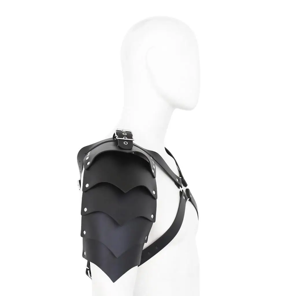 Men's Knight Leather Body Chest Harness Shoulder Armour Costume Role Play Cosplay Nightclub Lingerie Night