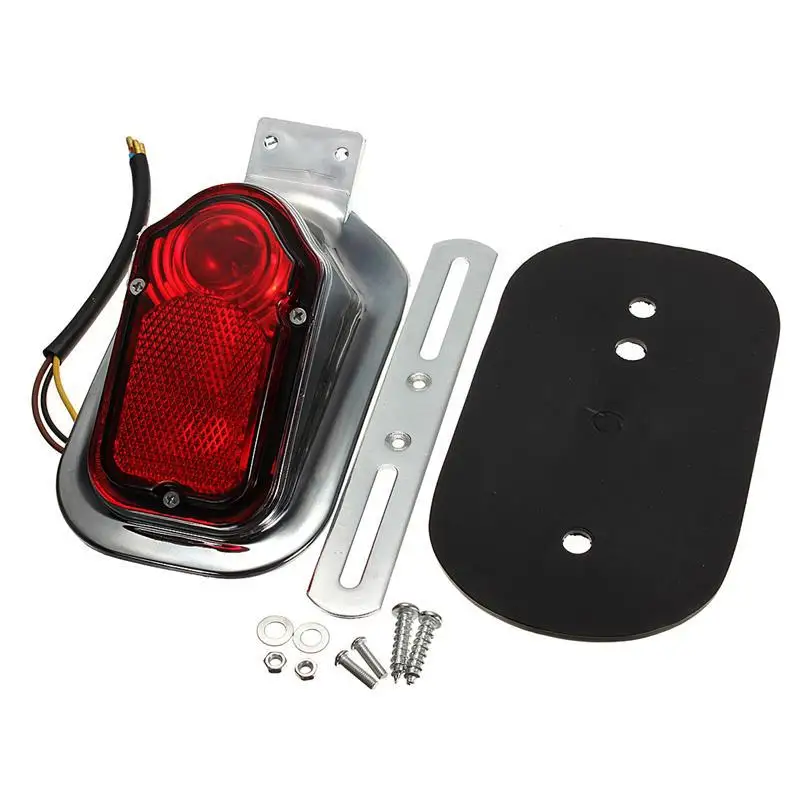

1 Set Universal Motorcycle Turn Signal Rear Tail Brake stop lamp License Plate Light Red Tail Light For Chopper Cruiser Classic
