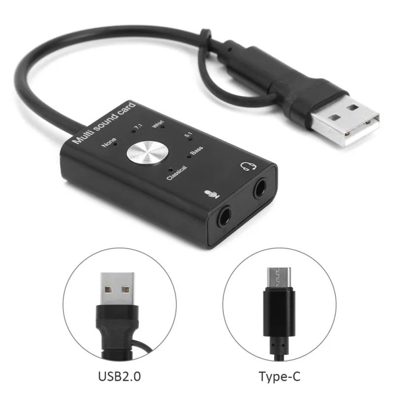 External USB Sound Cards USB2 0 Type C To 3 5mm Headphone Jack Microphone Audio Adapter For Windows Mac Linux Android