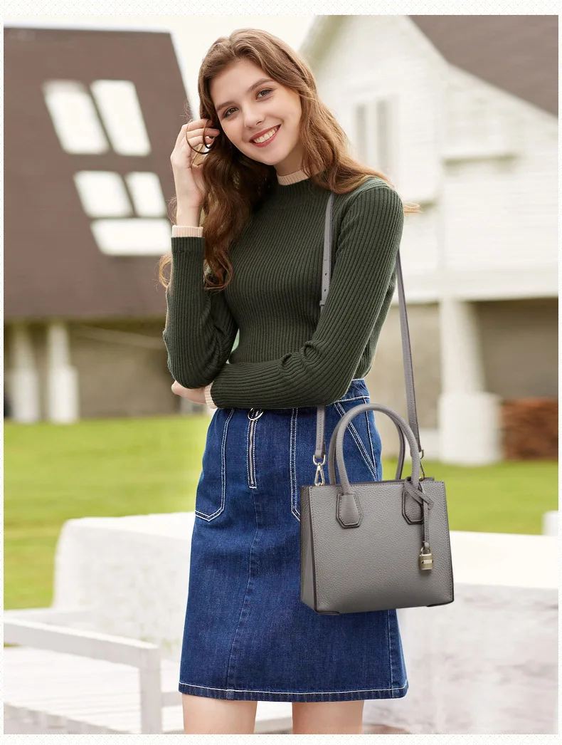 

2019 Tote Baotou Leather Leather Women's Bag Stars with Lock Hand Bill of Lading Shoulder Messenger Bag