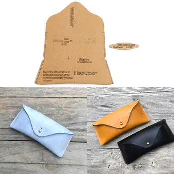 

1Set DIY Kraft Paper Template New Fashion Lovely Glasses Case Leather Craft Pattern DIY Stencil Sewing Pattern 17cm*8cm