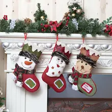 Рождественский чулок мешок подарок украшение 3D Санта Снеговик Олень сладкий подарок в сумочке Ретро Рождественский чулок