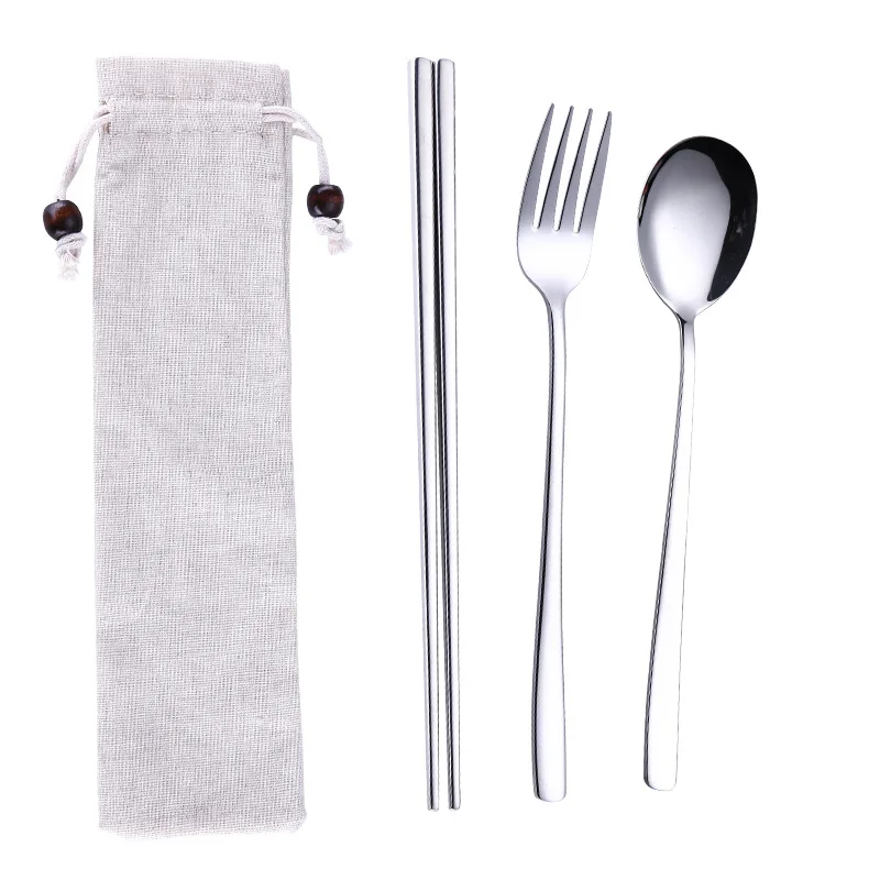 5 шт. столовая посуда из нержавеющей стали набор ложка Вилка палочки для еды Соломки с упаковка ткани столовые приборы, для кухни посуда набор - Цвет: JJ1470-MDS-3