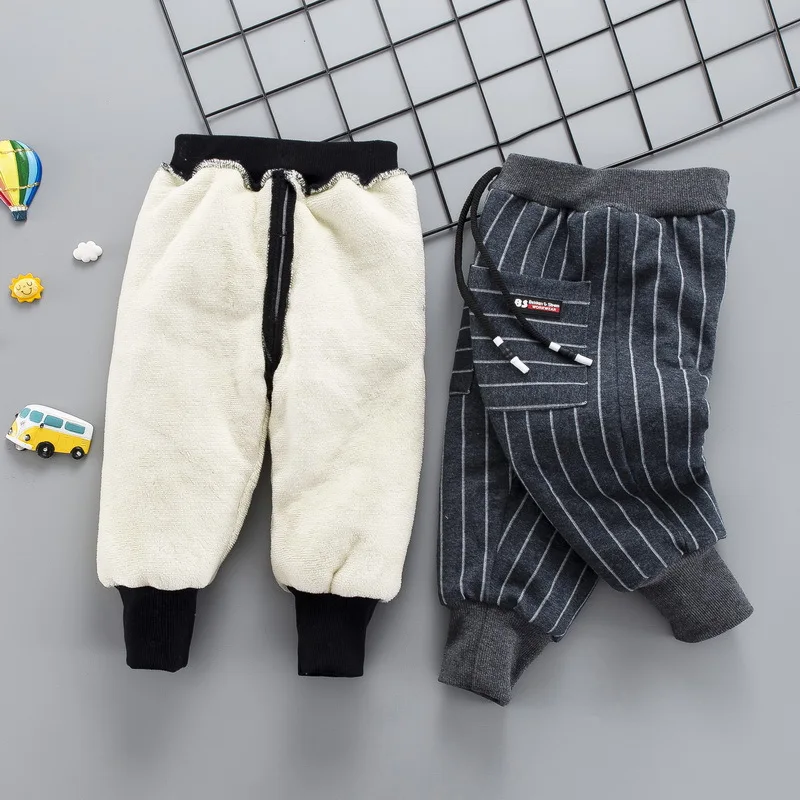 Xiao yi feng Winter Style Children Three Layer Padded Brushed And Thick Warm Crawler Stripes Lace-up Men And Women Crawler