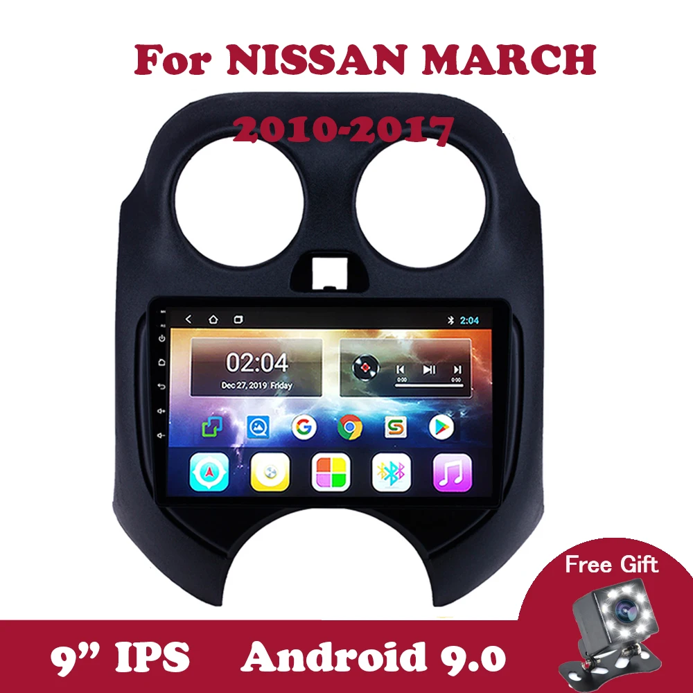 Android 9 0 для NISSAN MARCH 2010 2011 2017 дюймов IPS Автомагнитола 2Din GPS мультимедийный плеер